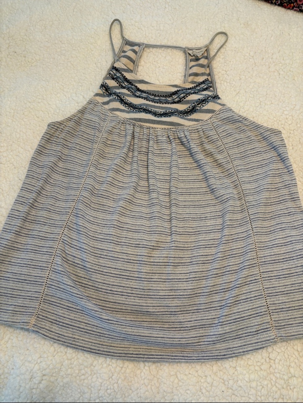 Striped blue and Cream Halter Tank Top